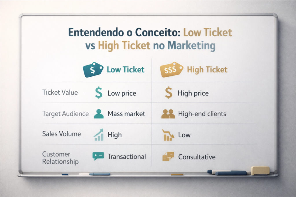 Entendendo o Conceito: Low Ticket vs High Ticket no Marketing